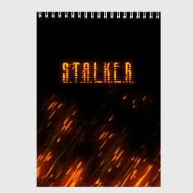 Скетчбук с принтом S T A L K E R в Екатеринбурге, 100% бумага
 | 48 листов, плотность листов — 100 г/м2, плотность картонной обложки — 250 г/м2. Листы скреплены сверху удобной пружинной спиралью | anomaly | bandit | chernobyl | logo | pripyat | shadow of chernobyl | stalker | stalker 2 | zone | аномалия | бандиты | зона | лого | меченый | припять | сталкер | сталкер 2 | тени чернобыля | чернобыль | чистое небо