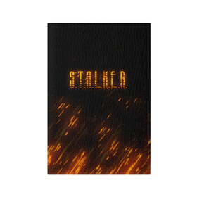 Обложка для паспорта матовая кожа с принтом S.T.A.L.K.E.R. в Екатеринбурге, натуральная матовая кожа | размер 19,3 х 13,7 см; прозрачные пластиковые крепления | Тематика изображения на принте: anomaly | bandit | chernobyl | logo | pripyat | shadow of chernobyl | stalker | stalker 2 | zone | аномалия | бандиты | зона | лого | меченый | припять | сталкер | сталкер 2 | тени чернобыля | чернобыль | чистое небо