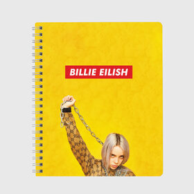 Тетрадь с принтом Billie Eilish в Екатеринбурге, 100% бумага | 48 листов, плотность листов — 60 г/м2, плотность картонной обложки — 250 г/м2. Листы скреплены сбоку удобной пружинной спиралью. Уголки страниц и обложки скругленные. Цвет линий — светло-серый
 | billie eilish | lovely | music | ocean eyes | pop | билли айлиш | девушка | музыка | океан | поп | эйлиш | элиш