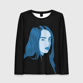 Женский лонгслив 3D с принтом Billie Eilish в Екатеринбурге, 100% полиэстер | длинные рукава, круглый вырез горловины, полуприлегающий силуэт | billie eilish | lovely | music | ocean eyes | pop | билли айлиш | девушка | музыка | океан | поп | эйлиш | элиш