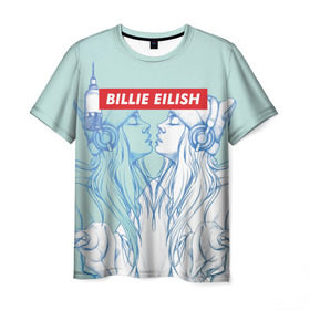 Мужская футболка 3D с принтом Billie Eilish в Екатеринбурге, 100% полиэфир | прямой крой, круглый вырез горловины, длина до линии бедер | Тематика изображения на принте: billie eilish | lovely | music | ocean eyes | pop | билли айлиш | девушка | музыка | океан | поп | эйлиш | элиш