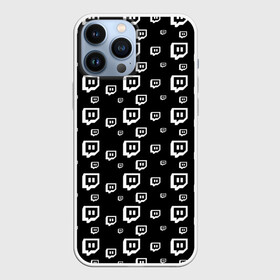 Чехол для iPhone 13 Pro Max с принтом Twitch в Екатеринбурге,  |  | Тематика изображения на принте: black and white | game | gamer | logo | pattern | twitch | twitties | игры | логотип | паттерн | стрим | твитч | текстура | черно белый