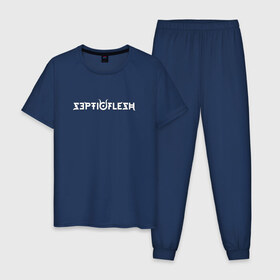 Мужская пижама хлопок с принтом Septicflesh в Екатеринбурге, 100% хлопок | брюки и футболка прямого кроя, без карманов, на брюках мягкая резинка на поясе и по низу штанин
 | 