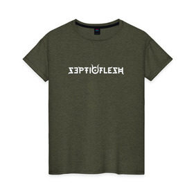 Женская футболка хлопок с принтом Septicflesh в Екатеринбурге, 100% хлопок | прямой крой, круглый вырез горловины, длина до линии бедер, слегка спущенное плечо | 