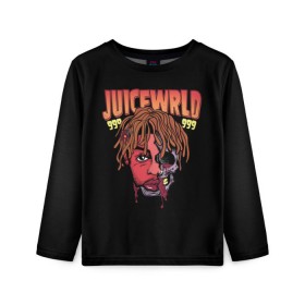 Детский лонгслив 3D с принтом Juice WRLD в Екатеринбурге, 100% полиэстер | длинные рукава, круглый вырез горловины, полуприлегающий силуэт
 | dreams | jucie | juice | lucid | rap | world | wrld | американский | ворлд | врлд | джус | реп | репер | рэп | рэпер