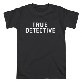 Мужская футболка хлопок с принтом Настоящий Детектив в Екатеринбурге, 100% хлопок | прямой крой, круглый вырез горловины, длина до линии бедер, слегка спущенное плечо. | detective | logo | true | али | детектив | лого | логотип | мэттью | настоящий | сериал