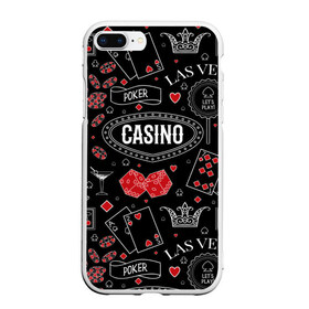 Чехол для iPhone 7Plus/8 Plus матовый с принтом Казино в Екатеринбурге, Силикон | Область печати: задняя сторона чехла, без боковых панелей | casi | азарт | америка | белый | город | графика | давай | игра | играть | игрок | иллюстрация | искусство | казино | картинка | карты | корона | красный | кубики | лас вегас | масти | мода | орнамент | покер