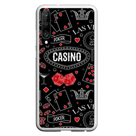 Чехол для Honor P30 с принтом Казино в Екатеринбурге, Силикон | Область печати: задняя сторона чехла, без боковых панелей | casi | азарт | америка | белый | город | графика | давай | игра | играть | игрок | иллюстрация | искусство | казино | картинка | карты | корона | красный | кубики | лас вегас | масти | мода | орнамент | покер