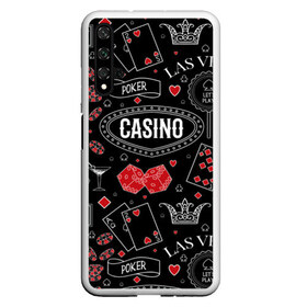 Чехол для Honor 20 с принтом Казино в Екатеринбурге, Силикон | Область печати: задняя сторона чехла, без боковых панелей | Тематика изображения на принте: casi | азарт | америка | белый | город | графика | давай | игра | играть | игрок | иллюстрация | искусство | казино | картинка | карты | корона | красный | кубики | лас вегас | масти | мода | орнамент | покер