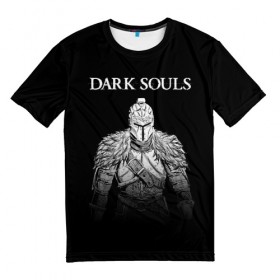 Мужская футболка 3D с принтом Dark Souls в Екатеринбурге, 100% полиэфир | прямой крой, круглый вырез горловины, длина до линии бедер | Тематика изображения на принте: dark souls | games | praise the sun | игры | компьютерные игры | рыцарь | тёмные души