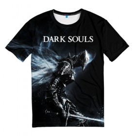 Мужская футболка 3D с принтом Dark Souls в Екатеринбурге, 100% полиэфир | прямой крой, круглый вырез горловины, длина до линии бедер | dark souls | games | praise the sun | игры | компьютерные игры | рыцарь | тёмные души