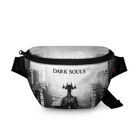 Поясная сумка 3D с принтом Dark Souls в Екатеринбурге, 100% полиэстер | плотная ткань, ремень с регулируемой длиной, внутри несколько карманов для мелочей, основное отделение и карман с обратной стороны сумки застегиваются на молнию | dark souls | games | praise the sun | игры | компьютерные игры | рыцарь | тёмные души