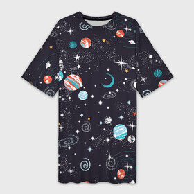 Платье-футболка 3D с принтом Космос в Екатеринбурге,  |  | comets | infinity | planets | sky | sp | space | stars | universe | бесконечность | вселенная | галактики | графика | звезды | иллюстрация | картинка | кометы | космос | мода | небо | ночь | планеты | рисунок | созвездия | солнце