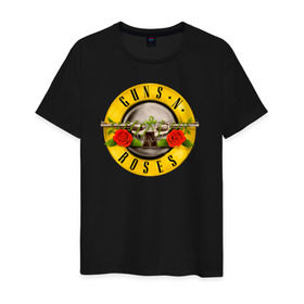 Мужская футболка хлопок с принтом Guns N` Roses в Екатеринбурге, 100% хлопок | прямой крой, круглый вырез горловины, длина до линии бедер, слегка спущенное плечо. | guns n roses | hard rock