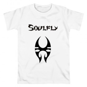 Мужская футболка хлопок с принтом Soulfly в Екатеринбурге, 100% хлопок | прямой крой, круглый вырез горловины, длина до линии бедер, слегка спущенное плечо. | Тематика изображения на принте: groove thrash | nu | soulfly