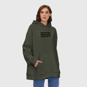 Худи SuperOversize хлопок с принтом Nine Inch Nails в Екатеринбурге, 70% хлопок, 30% полиэстер, мягкий начес внутри | карман-кенгуру, эластичная резинка на манжетах и по нижней кромке, двухслойный капюшон
 | industrial | industrial rock | nine inch nails