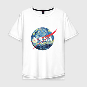 Мужская футболка хлопок Oversize с принтом NASA в Екатеринбурге, 100% хлопок | свободный крой, круглый ворот, “спинка” длиннее передней части | alien | earth | express | futurama | galaxy | moon | nasa | planet | space | star | ufo | world | астронавт | вселенная | гагарин | галактика | звезда | звезды | земля | космонавт | космос | луна | мир | наса | небо | нло | планета | полёт