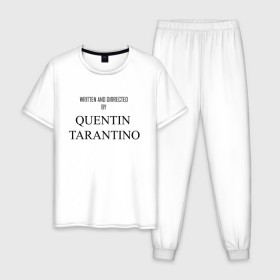 Мужская пижама хлопок с принтом Tarantino в Екатеринбурге, 100% хлопок | брюки и футболка прямого кроя, без карманов, на брюках мягкая резинка на поясе и по низу штанин
 | films | tarantino | trend | мода | надписи | тарантино | фильмы