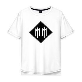 Мужская футболка хлопок Oversize с принтом Marilyn Manson в Екатеринбурге, 100% хлопок | свободный крой, круглый ворот, “спинка” длиннее передней части | alternative | alternative rock | glam rock | industrial | industrial rock | marilyn manson