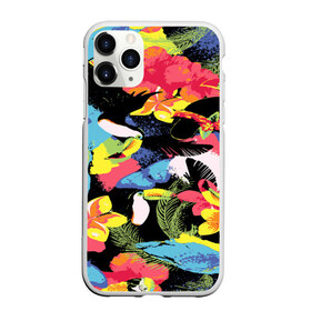 Чехол для iPhone 11 Pro матовый с принтом ЦВЕТНАЯ ФУТБОЛКА в Екатеринбурге, Силикон |  | Тематика изображения на принте: попугай | цветная | цветы
