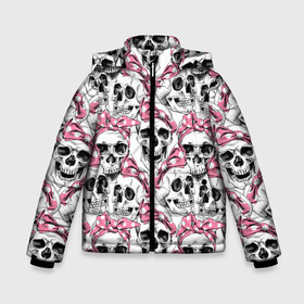 Зимняя куртка для мальчиков 3D с принтом Черепа в розовых платках в Екатеринбурге, ткань верха — 100% полиэстер; подклад — 100% полиэстер, утеплитель — 100% полиэстер | длина ниже бедра, удлиненная спинка, воротник стойка и отстегивающийся капюшон. Есть боковые карманы с листочкой на кнопках, утяжки по низу изделия и внутренний карман на молнии. 

Предусмотрены светоотражающий принт на спинке, радужный светоотражающий элемент на пуллере молнии и на резинке для утяжки | m | белый | горошек | графика | день мертвых | знак | иллюстрация | искусство | картинка | мексика | мексиканские | мода | национальный | орнамент | платки | поминки | праздник | рисунок | розовые