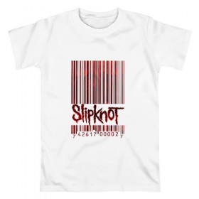Мужская футболка хлопок с принтом Slipknot в Екатеринбурге, 100% хлопок | прямой крой, круглый вырез горловины, длина до линии бедер, слегка спущенное плечо. | code | metal | music | rock | штрих | штрихкод