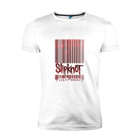Мужская футболка премиум с принтом Slipknot в Екатеринбурге, 92% хлопок, 8% лайкра | приталенный силуэт, круглый вырез ворота, длина до линии бедра, короткий рукав | code | metal | music | rock | штрих | штрихкод