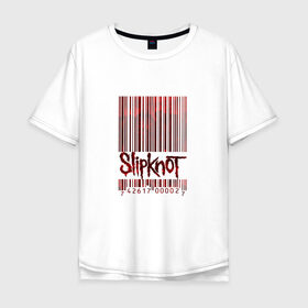 Мужская футболка хлопок Oversize с принтом Slipknot в Екатеринбурге, 100% хлопок | свободный крой, круглый ворот, “спинка” длиннее передней части | code | metal | music | rock | штрих | штрихкод