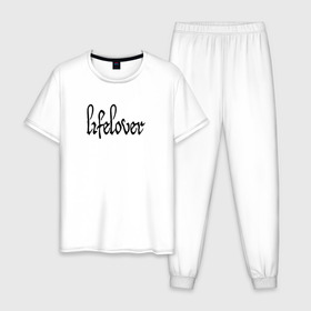 Мужская пижама хлопок с принтом Lifelover в Екатеринбурге, 100% хлопок | брюки и футболка прямого кроя, без карманов, на брюках мягкая резинка на поясе и по низу штанин
 | depressive black | lifelover | post punk