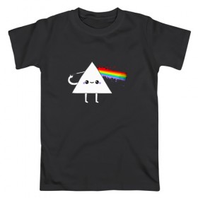 Мужская футболка хлопок с принтом Kawaii Pink Floyd в Екатеринбурге, 100% хлопок | прямой крой, круглый вырез горловины, длина до линии бедер, слегка спущенное плечо. | anime | аниме | выстрел | лапочка | логотип | луч | милый | мимими | музыка | пистолет | прелесть | призма | радуга | рок | свет | треугольник