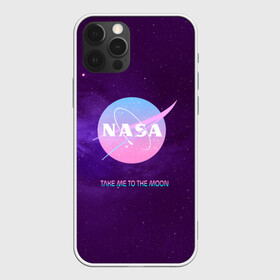 Чехол для iPhone 12 Pro с принтом NASA. Take me to the Moon в Екатеринбурге, силикон | область печати: задняя сторона чехла, без боковых панелей | Тематика изображения на принте: administration | aeronautics | brand | logo | nasa | national | oldschool | space | usa | исследование | космос | лого | наса | национальное | олдскул | сша | управление