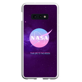 Чехол для Samsung S10E с принтом NASA Take me to the Moon в Екатеринбурге, Силикон | Область печати: задняя сторона чехла, без боковых панелей | Тематика изображения на принте: administration | aeronautics | brand | logo | nasa | national | oldschool | space | usa | исследование | космос | лого | наса | национальное | олдскул | сша | управление