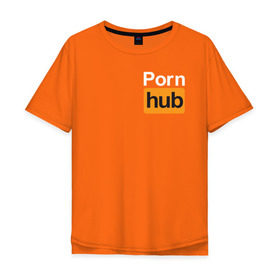 Мужская футболка хлопок Oversize с принтом Pornhub (логотип с боку) в Екатеринбурге, 100% хлопок | свободный крой, круглый ворот, “спинка” длиннее передней части | brazzers | видео | любовь | хаб | чувства