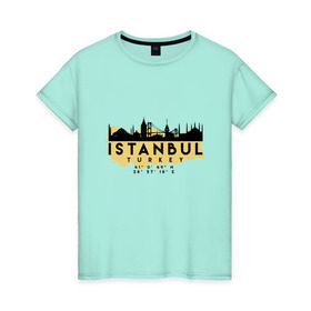 Женская футболка хлопок с принтом Стамбул - Турция в Екатеринбурге, 100% хлопок | прямой крой, круглый вырез горловины, длина до линии бедер, слегка спущенное плечо | adventure | city | travel | turkey | world | город | государство | европа | жизнь | карта | культура | люди | мир | народ | памятни | партиот | планета | приключение | путешествие | спорт | ссср | стамбул | столица | страна