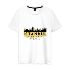 Мужская футболка хлопок с принтом Стамбул - Турция в Екатеринбурге, 100% хлопок | прямой крой, круглый вырез горловины, длина до линии бедер, слегка спущенное плечо. | adventure | city | travel | turkey | world | город | государство | европа | жизнь | карта | культура | люди | мир | народ | памятни | партиот | планета | приключение | путешествие | спорт | ссср | стамбул | столица | страна