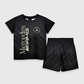 Детский костюм с шортами 3D с принтом Mercedes в Екатеринбурге,  |  | amg | mercedes | авто | автомобиль | иномарка | логотип | машина | мерседес | текстура