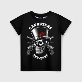 Детская футболка 3D с принтом Gangster New York в Екатеринбурге, 100% гипоаллергенный полиэфир | прямой крой, круглый вырез горловины, длина до линии бедер, чуть спущенное плечо, ткань немного тянется | Тематика изображения на принте: 