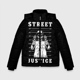 Зимняя куртка для мальчиков 3D с принтом Street justice в Екатеринбурге, ткань верха — 100% полиэстер; подклад — 100% полиэстер, утеплитель — 100% полиэстер | длина ниже бедра, удлиненная спинка, воротник стойка и отстегивающийся капюшон. Есть боковые карманы с листочкой на кнопках, утяжки по низу изделия и внутренний карман на молнии. 

Предусмотрены светоотражающий принт на спинке, радужный светоотражающий элемент на пуллере молнии и на резинке для утяжки | justice | s | skeleton | skull | street | банда | бандана | бандит | бейсболка | графика | иллюстрация | картинка | мода | надпись | оружие | пистолеты | платок | револьверы | рисунок | символ | скелет | справедливость