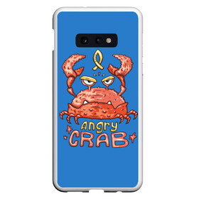 Чехол для Samsung S10E с принтом Hungry crab в Екатеринбурге, Силикон | Область печати: задняя сторона чехла, без боковых панелей | angry | crab | gloomy | hungry | ocean | red | sea | sign | stars | water | вода | голодный | графика | детский | звезды | злой | знак | иллюстрация | картинка | краб | красный | мода | море | морские | надпись | океан | рисунок | рыба