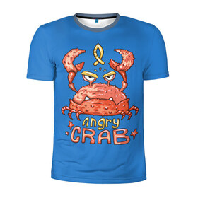 Мужская футболка 3D спортивная с принтом Hungry crab в Екатеринбурге, 100% полиэстер с улучшенными характеристиками | приталенный силуэт, круглая горловина, широкие плечи, сужается к линии бедра | angry | crab | gloomy | hungry | ocean | red | sea | sign | stars | water | вода | голодный | графика | детский | звезды | злой | знак | иллюстрация | картинка | краб | красный | мода | море | морские | надпись | океан | рисунок | рыба