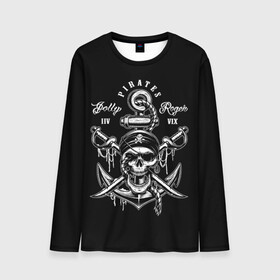 Мужской лонгслив 3D с принтом Pirates в Екатеринбурге, 100% полиэстер | длинные рукава, круглый вырез горловины, полуприлегающий силуэт | b | pirates | robbers | sea | skull | бандана | веселый | графика | иллюстрация | канат | картинка | кости | логотип | мода | морские | надпись | оружие | пираты | платок | разбойники | рисунок | роджер | сабли | стиль