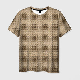 Мужская футболка 3D с принтом Джут в Екатеринбурге, 100% полиэфир | прямой крой, круглый вырез горловины, длина до линии бедер | веревка | волокно | грубая | канат | мешковина | мешок | натуральное | плетение | роба | текстильное | ткань