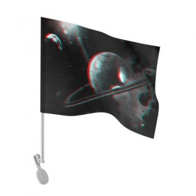 Флаг для автомобиля с принтом Cosmos Glitch в Екатеринбурге, 100% полиэстер | Размер: 30*21 см | вселенная | глитч | звезды | земля | космос | плеяды | пространство