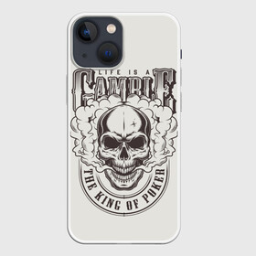 Чехол для iPhone 13 mini с принтом Life is a camble the king of p в Екатеринбурге,  |  | cards | casino | cheating | game | it | king | life | poker | roulette | s | skull | графика | дым | жизнь | игра | иллюстрация | казино | картинка | карты | король | мода | надпись | обман | покер | рисунок | рулетка | светлый | символ