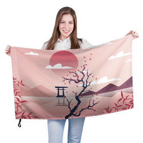 Флаг 3D с принтом Японский мотив в Екатеринбурге, 100% полиэстер | плотность ткани — 95 г/м2, размер — 67 х 109 см. Принт наносится с одной стороны | 23 | 8 | азия | вип | вишня | горы | дерево | дизайн | мода | небо | новинка | новый год | подарок | сакура | солнце | стритвир | топ | тренд | цветок | япония