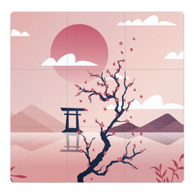 Магнитный плакат 3Х3 с принтом Японский мотив в Екатеринбурге, Полимерный материал с магнитным слоем | 9 деталей размером 9*9 см | Тематика изображения на принте: 23 | 8 | азия | вип | вишня | горы | дерево | дизайн | мода | небо | новинка | новый год | подарок | сакура | солнце | стритвир | топ | тренд | цветок | япония
