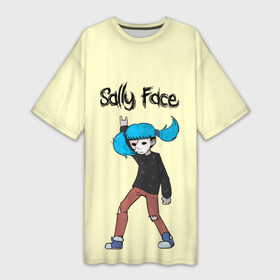 Платье-футболка 3D с принтом Sally Face в Екатеринбурге,  |  | Тематика изображения на принте: blue | diane | face | fisher | gizmo | henry | johnson | killer | larry | sally | генри | гизмо | джонсон | диана | ларри | лицо | салли | фейс | фишер