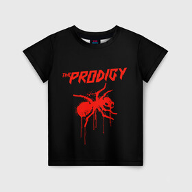 Детская футболка 3D с принтом The Prodigy в Екатеринбурге, 100% гипоаллергенный полиэфир | прямой крой, круглый вырез горловины, длина до линии бедер, чуть спущенное плечо, ткань немного тянется | Тематика изображения на принте: 90 е | the prodigy | кит флинт | музыка | муравей | панк | рок | техно | электро