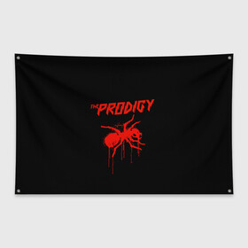 Флаг-баннер с принтом The Prodigy в Екатеринбурге, 100% полиэстер | размер 67 х 109 см, плотность ткани — 95 г/м2; по краям флага есть четыре люверса для крепления | 90 е | the prodigy | кит флинт | музыка | муравей | панк | рок | техно | электро