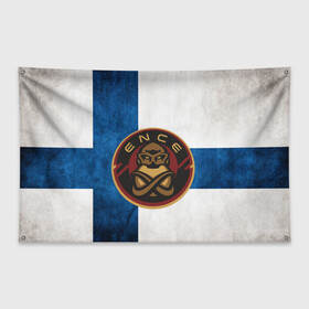 Флаг-баннер с принтом ENCE Finland в Екатеринбурге, 100% полиэстер | размер 67 х 109 см, плотность ткани — 95 г/м2; по краям флага есть четыре люверса для крепления | cs:go | cybersport | киберспорт | турнир | финляндия | фины